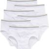 6 Pack 100% Cotton Low-Rise Briefs White