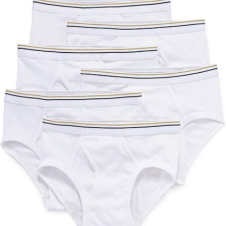 6 Pack 100% Cotton Low-Rise Briefs White