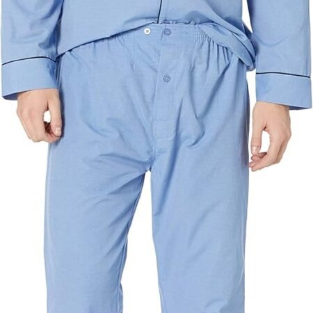 Men's Woven Plain-Weave Pajama Set