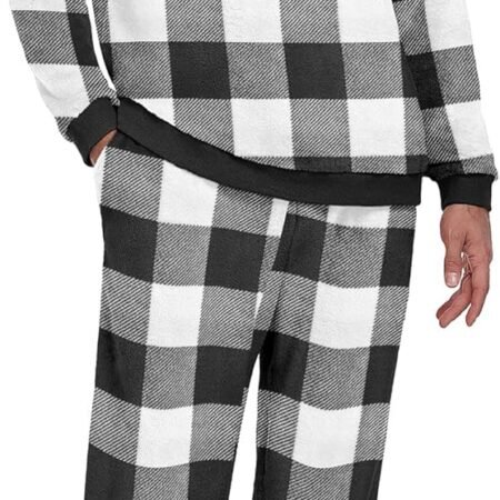 Men's Pajamas Set - Winter Coral Fleece Long Sleeve Tops and Bottoms,Soft Plush Warm Loungewear With Pockets S-2XL