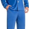 Mens Fleece Pajama Set Warm & No Bulky Notched Collar Long Sleeve Ultra Soft Sleepwear PJ Top & Bottom U20