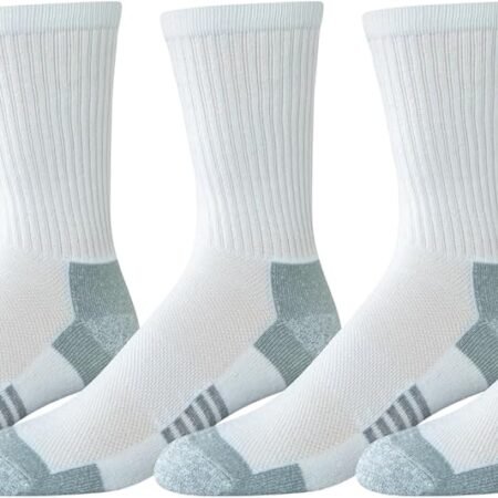 Men's Performance Cotton Moisture Control Socks, Athletic Crew, Breathable, 6 Pairs
