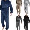 Mens Pajamas Set Flannel Fuzzy 2 Piece Lounge Set Thermal Outfit Fleece Loungewear Hoodies With Pockets Casual Pants