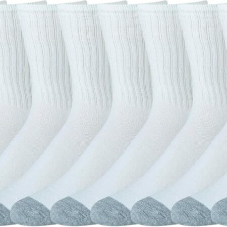 Men's Cotton Crew Athletic Socks with Cushioned Sole, 10 Pairs