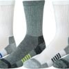 Men's Performance Cotton Moisture Control Socks, Athletic Crew, Breathable, 6 Pairs
