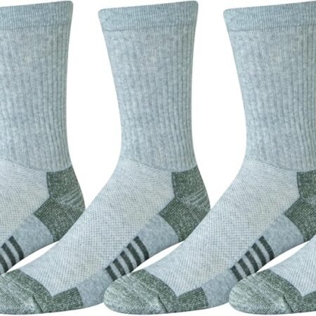 Men's Performance Cotton Moisture Control Socks, Athletic Crew, Breathable, 6 Pairs