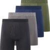 Mens Boxer Briefs Pack of 4 Microfiber Boxers for Men Tagless, Moisture Wicking, Breathable Mens Underwear
