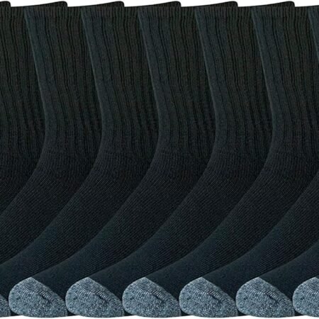 Men's Cotton Crew Athletic Socks with Cushioned Sole, 10 Pairs