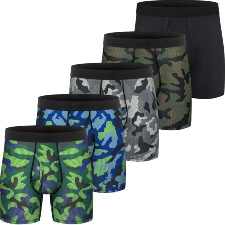 Mens Boxer Briefs Cotton Underwear Short Leg Comfy Breathable Sport Short Leg Boxer Briefs