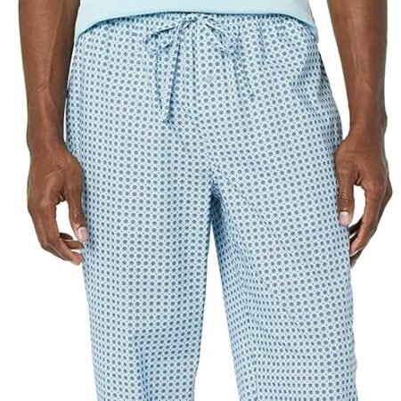 Men's Cotton Poplin Pant with Cotton Jersey T-Shirt Pajama Set