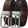 Reversible Belt Men 1 Piece - 1.25" Leather Dress Belt - Trim to Fit for Elegant Style