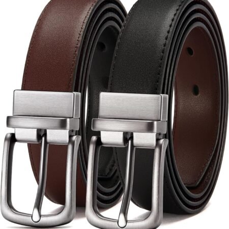 Reversible Belt Men 1 Piece - 1.25" Leather Dress Belt - Trim to Fit for Elegant Style